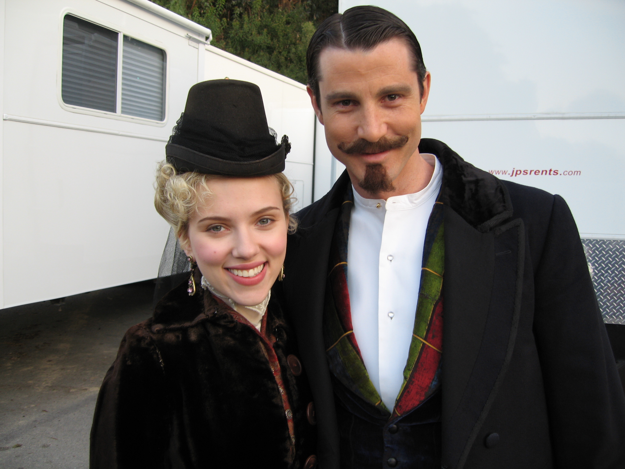 Chris Cleveland with Scarlett Johansson on the set of 