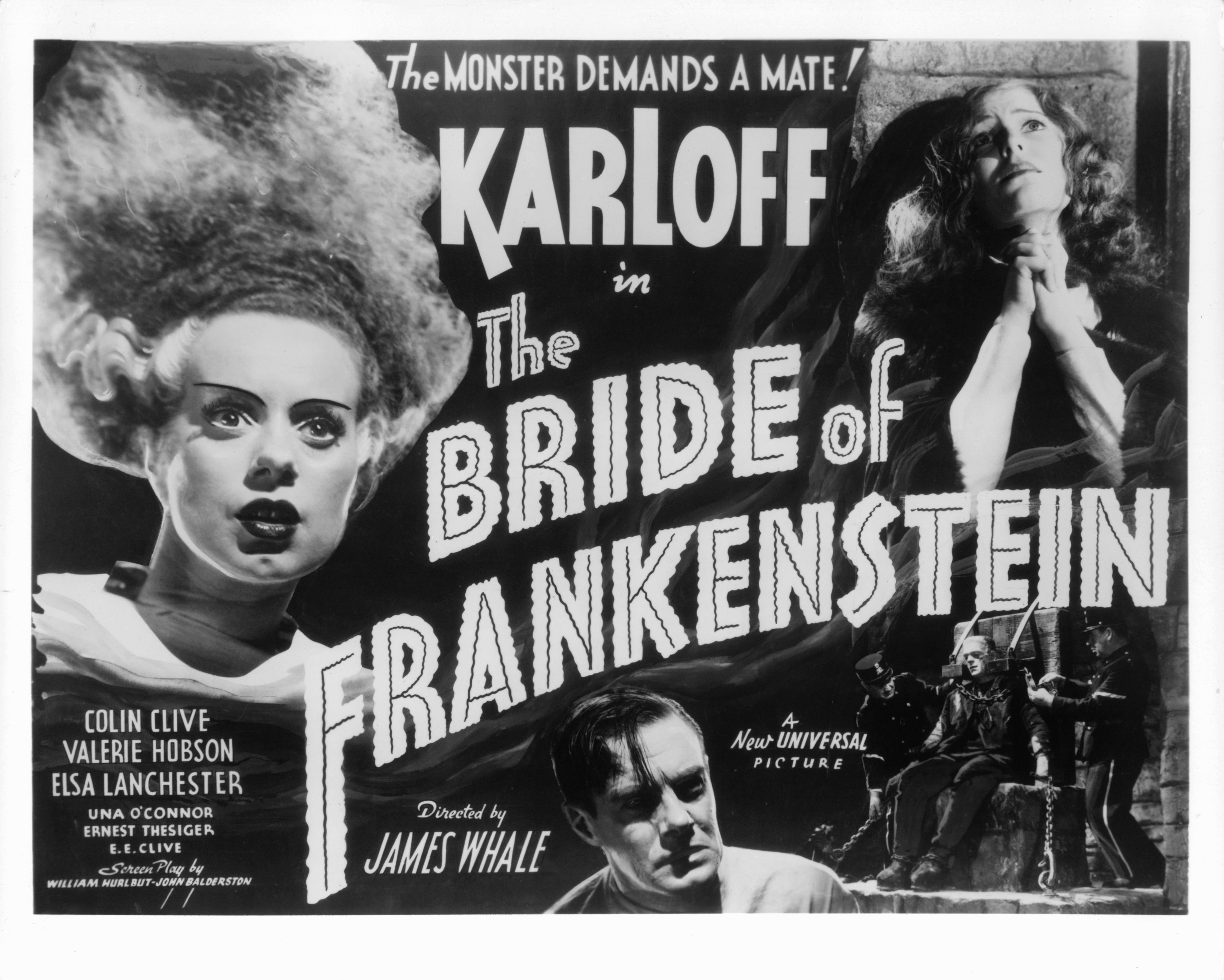 Still of Boris Karloff, Elsa Lanchester, Colin Clive and Ernest Thesiger in Bride of Frankenstein (1935)