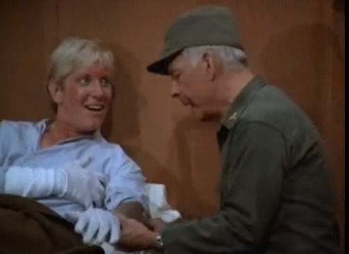 Robert Cloworthy as Pvt. Welch and Harry Morgan in M*A*S*H