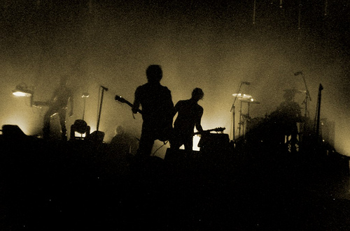 L-R: Charlie Clouser, Trent Reznor, Danny Lohner, Jerome Dillon - NIN concert, Brixton Academy, London, late 1990s