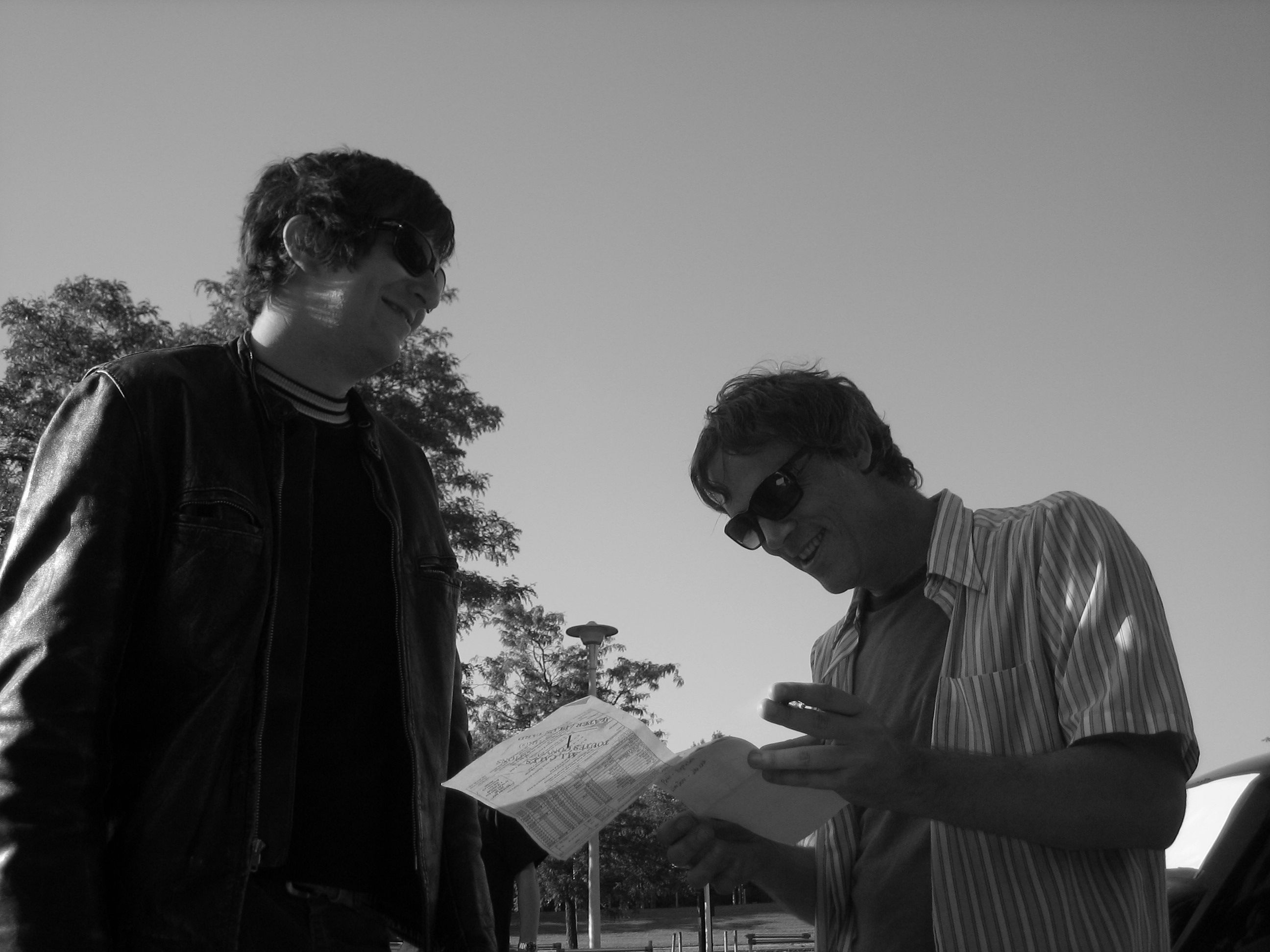 Joe Cobden and Todd Haynes on the set of I'm Not There