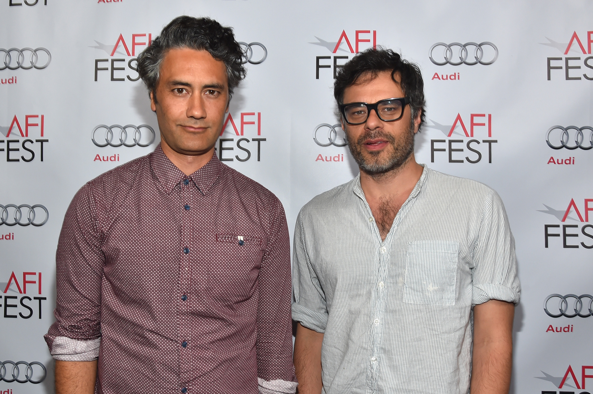 Taika Waititi and Jemaine Clement at event of What We Do in the Shadows (2014)