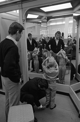 Dennis Cole with his five-year-old son Joey at a department store