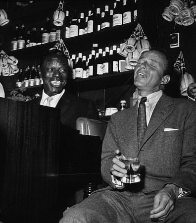 Frank Sinatra and Nat King Cole at the Villa Capri, 1955. Modern silver gelatin, 14x11, signed. $600 © 1978 Bernie Abramson MPTV