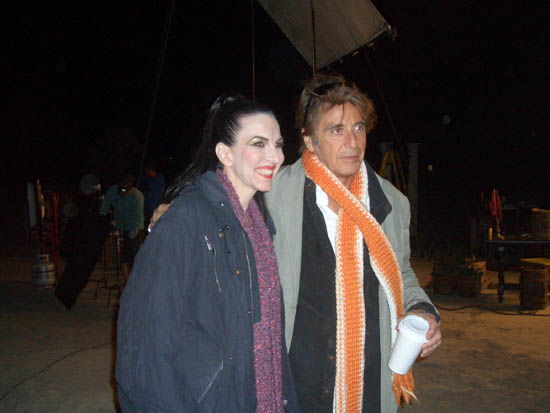 Caia Coley, Al Pacino on the set of Salomaybe