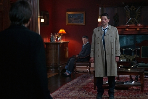 Still of Misha Collins and Julian Richings in Supernatural (2005)