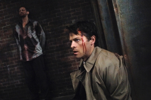 Still of Misha Collins and Christopher Heyerdahl in Supernatural (2005)