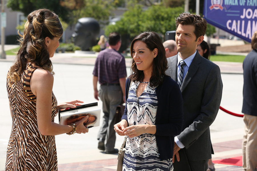 Still of Adam Scott, Mo Collins and Aubrey Plaza in Parks and Recreation (2009)