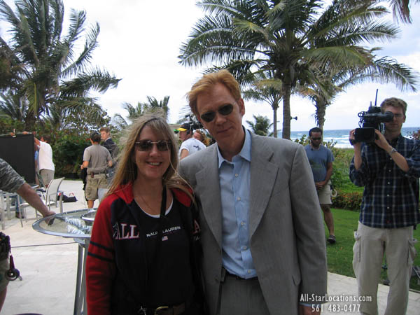 Lisa Collomb on location with David Caruso for CSI Miami shoot at an All-Star Locations at Delray Beach Oceanfront Mansion.