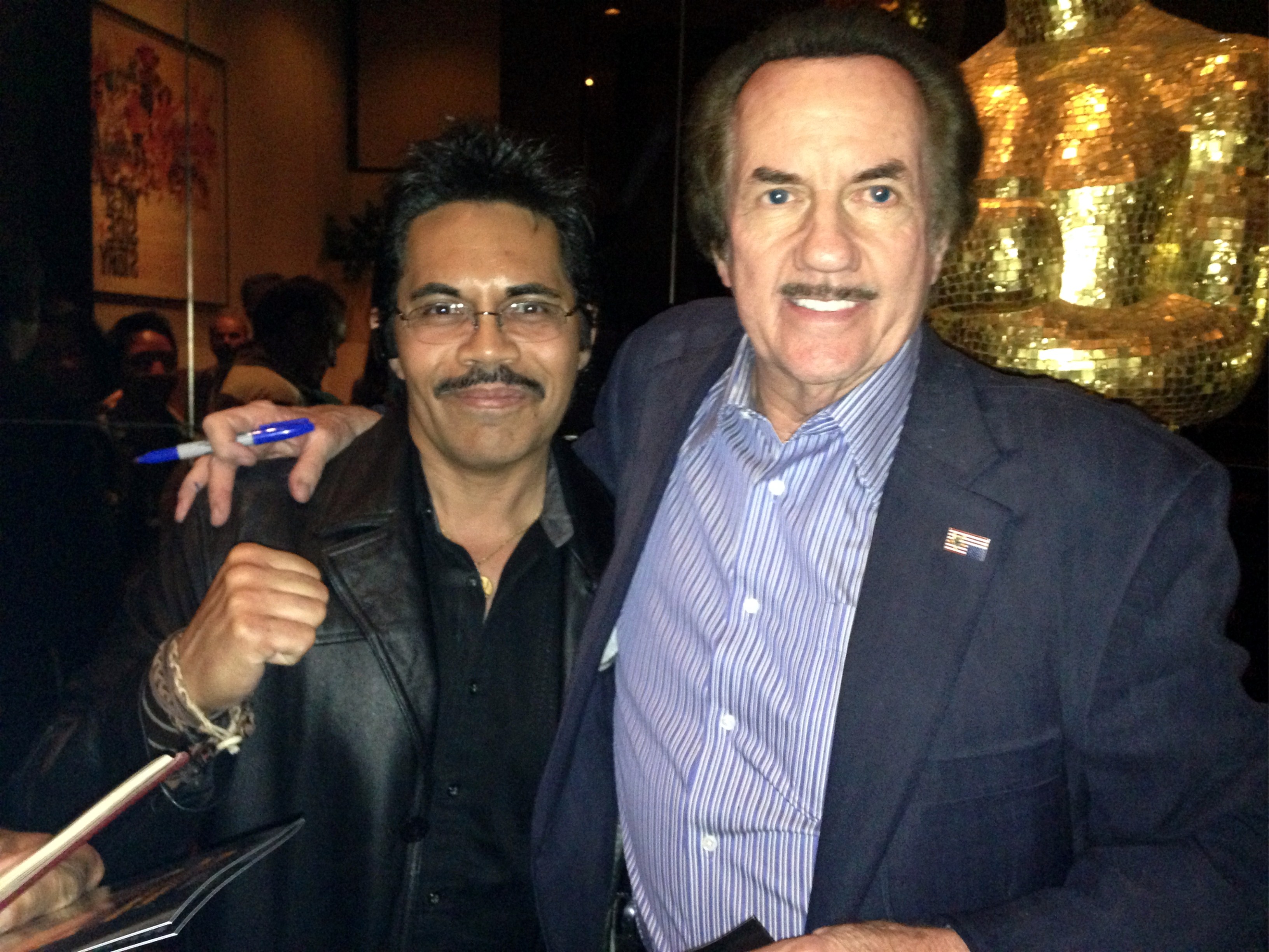 Art Camacho and Bob Wall (Ohara) at premier screening of Enter the Dragon in Beverly Hills.