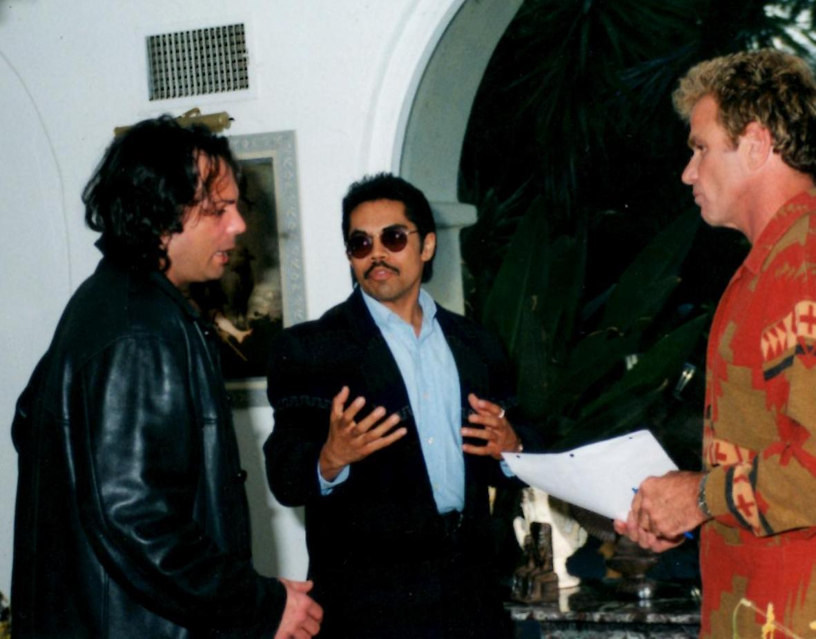 Art Camacho, Richard Greico and Martin Kove on set of Final Payback