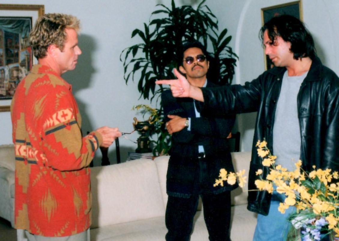 Art Camacho, Martin Kove and Richard Greico on set of Final payback