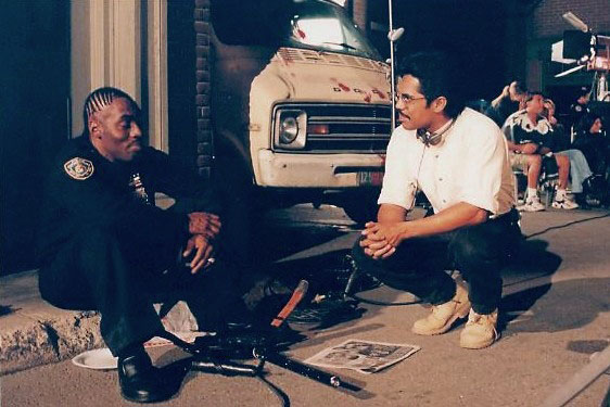 Art Camacho and Coolio on set of Gangland