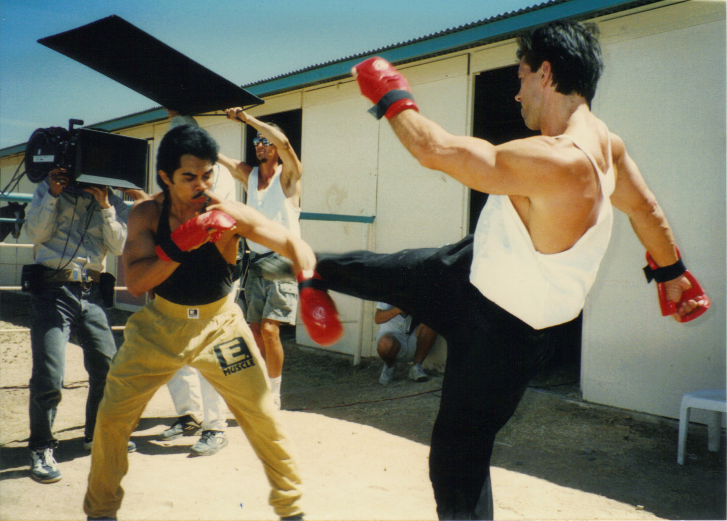 Art Camacho and Kevin Knotts on set of Honorbound