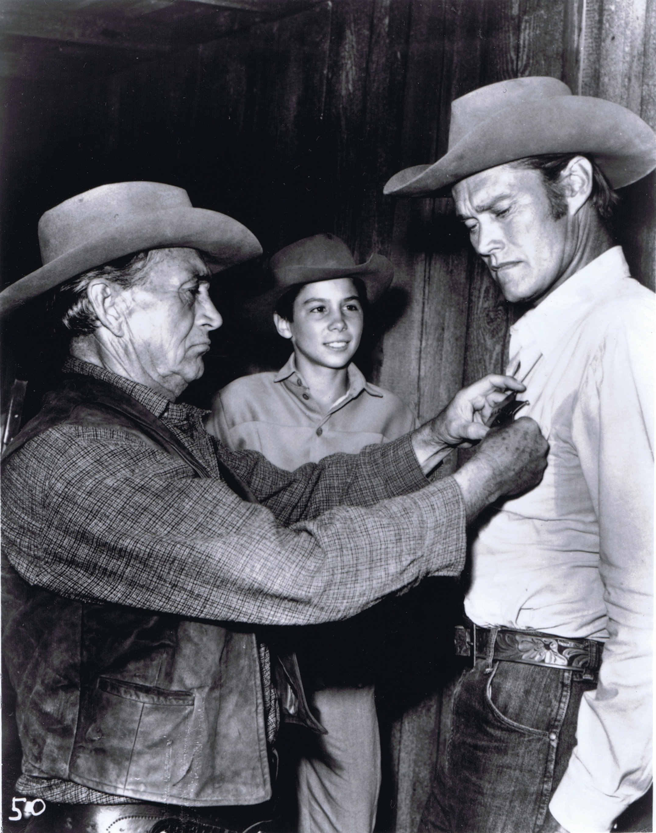Chuck Connors, Johnny Crawford and Paul Fix in The Rifleman (1958)