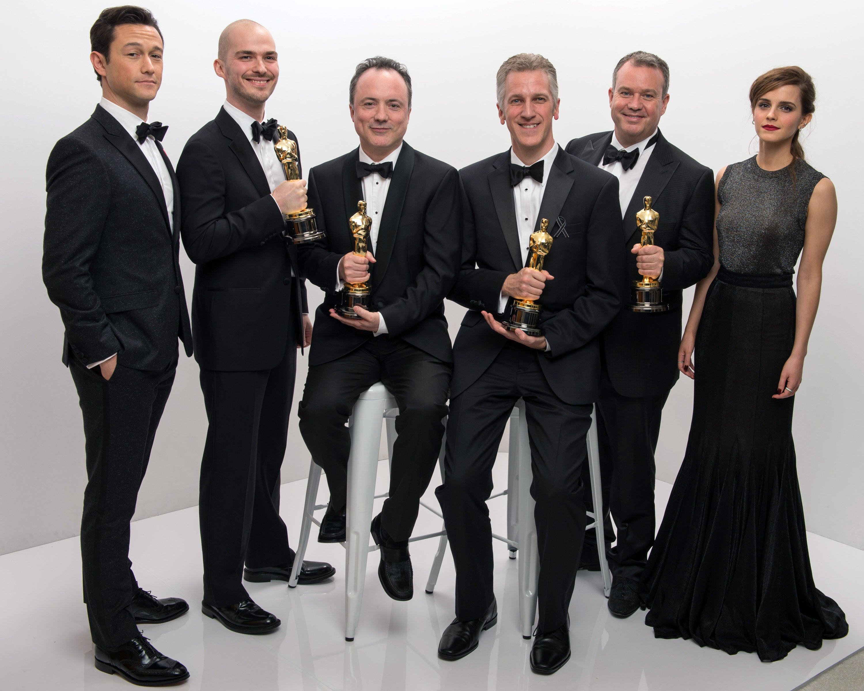 Joseph Gordon-Levitt, Chris Lawrence, Tim Webber, David Shirk, Neil Corbould, Emma Watson - VFX Oscar for GRAVITY