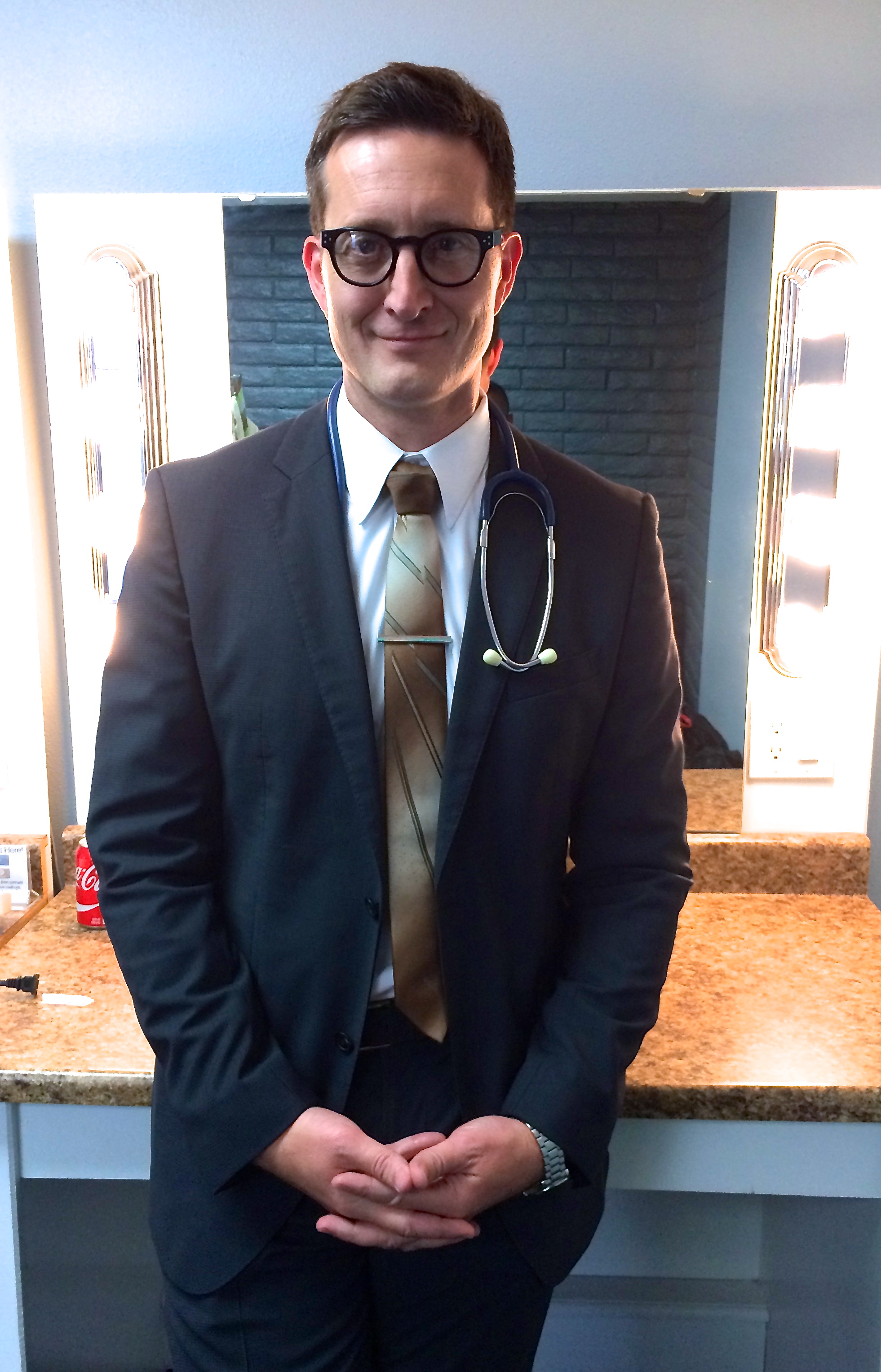 Curt Cornelius as Dr. Roman on the set of 