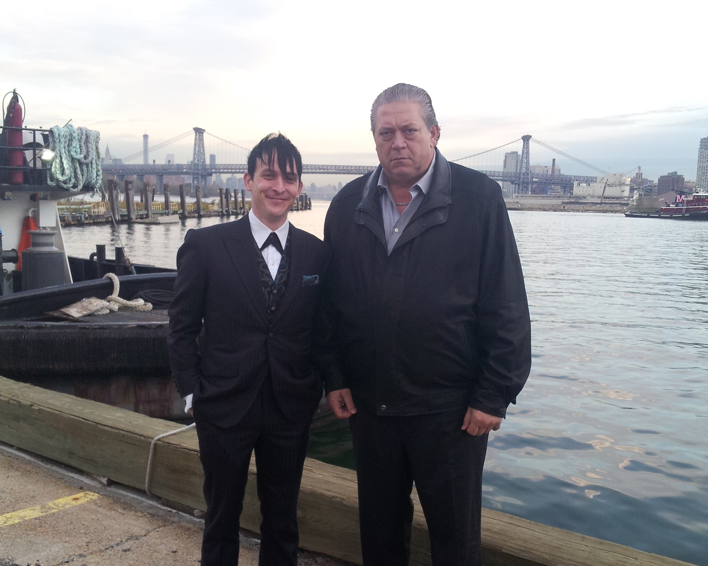 Alex Corrado and Robin Lord Taylor on the set of 