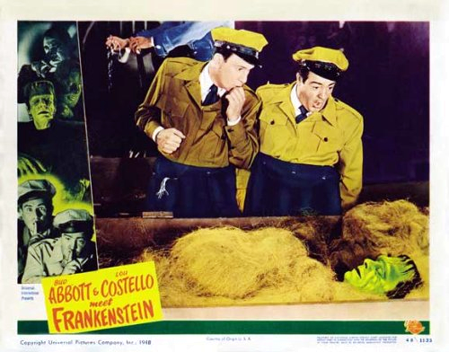 Bud Abbott, Lou Costello and Glenn Strange in Bud Abbott Lou Costello Meet Frankenstein (1948)