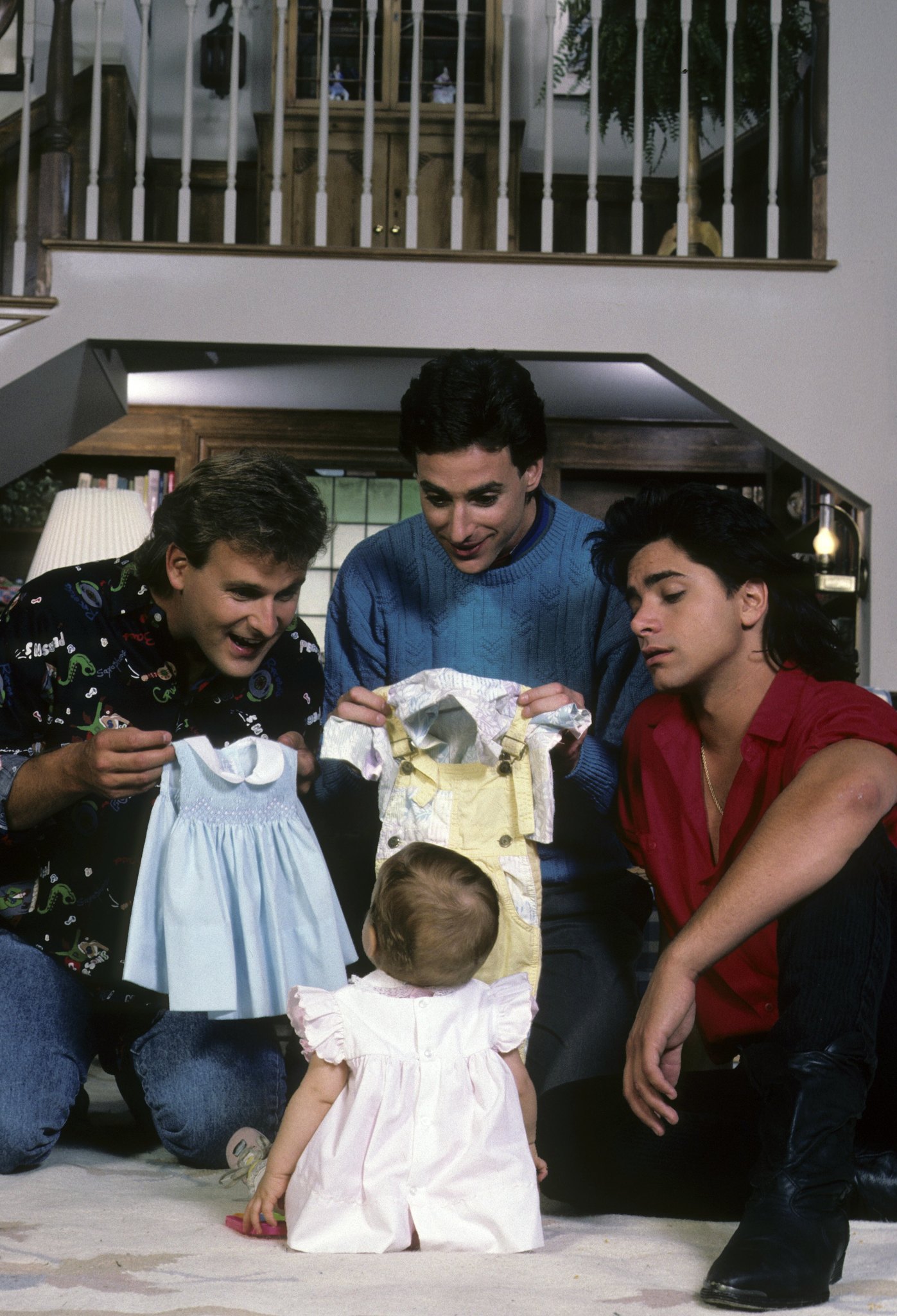 Still of John Stamos, Dave Coulier and Bob Saget in Full House (1987)