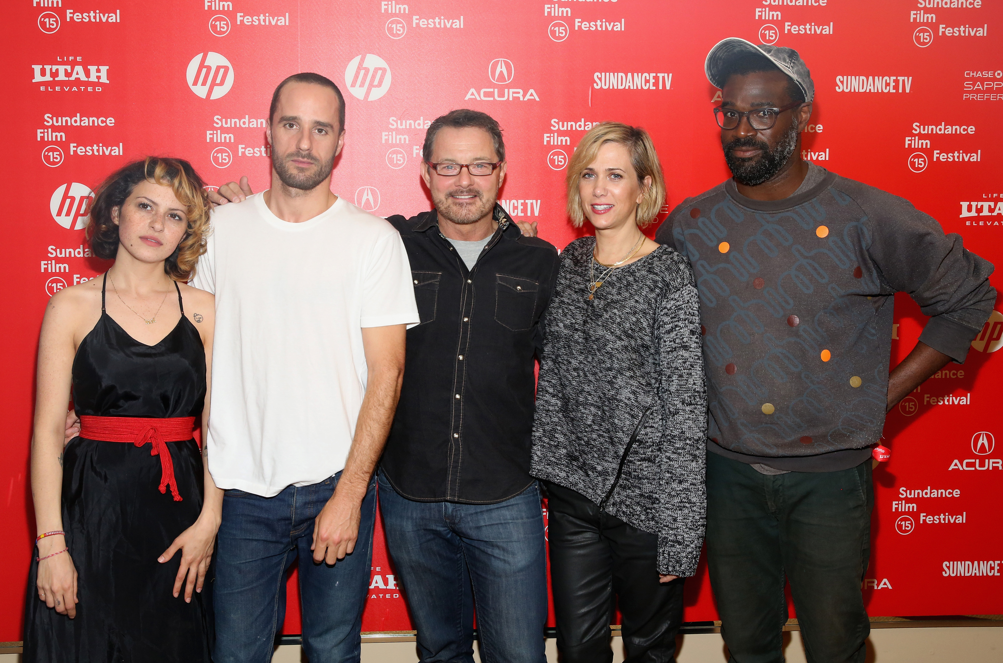 Tunde Adebimpe, David Courier, Alia Shawkat, Kristen Wiig and Sebastián Silva at event of Nasty Baby (2015)