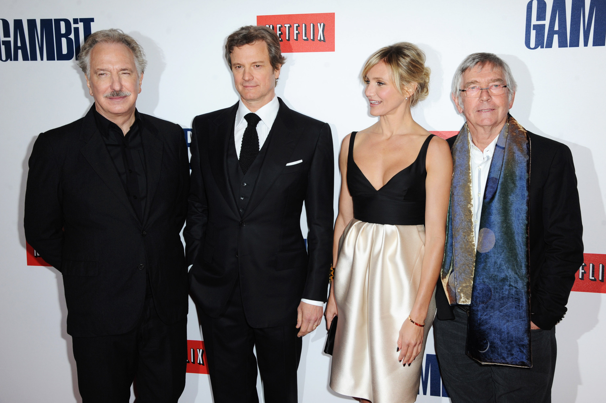 Cameron Diaz, Colin Firth, Alan Rickman and Tom Courtenay at event of Milijardierius ir blondine (2012)