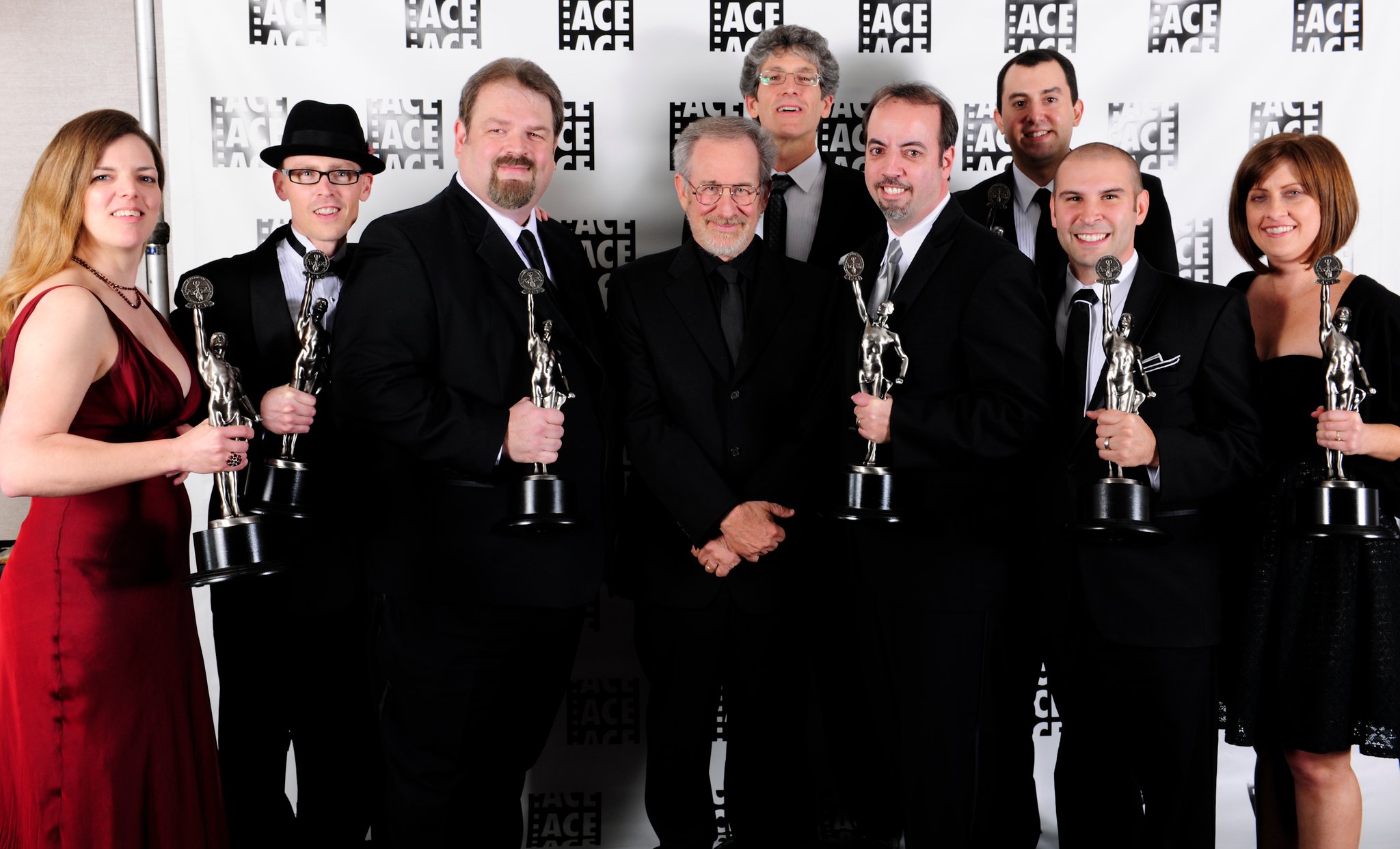 Hilary Robertson, Johnny Skaare, Mark S. Andrew, Steven Spielberg, Rob Goubeaux, Paul J. Coyne, Jeremy Gantz, Ken Yankee and Heather Abell. Winners of ACE Eddie Award for If You Really Knew Me