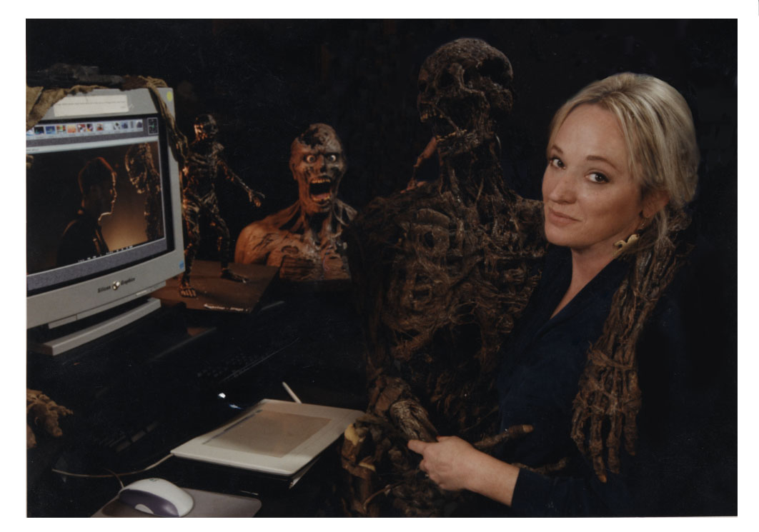 Catherine Craig working on the texture paint for The Mummy (at Industrial Light and Magic).