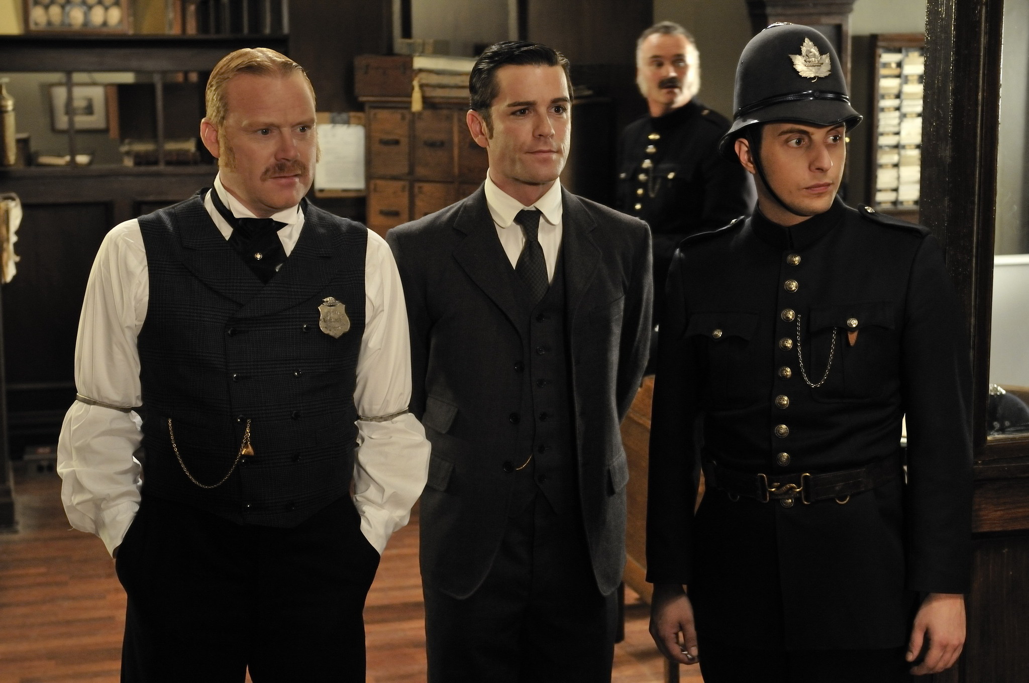 Still of Yannick Bisson, Thomas Craig and Jonny Harris in Murdoch Mysteries (2008)