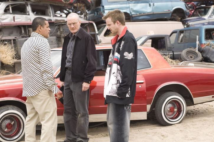 Still of Bryan Cranston and Aaron Paul in Brestantis blogis (2008)