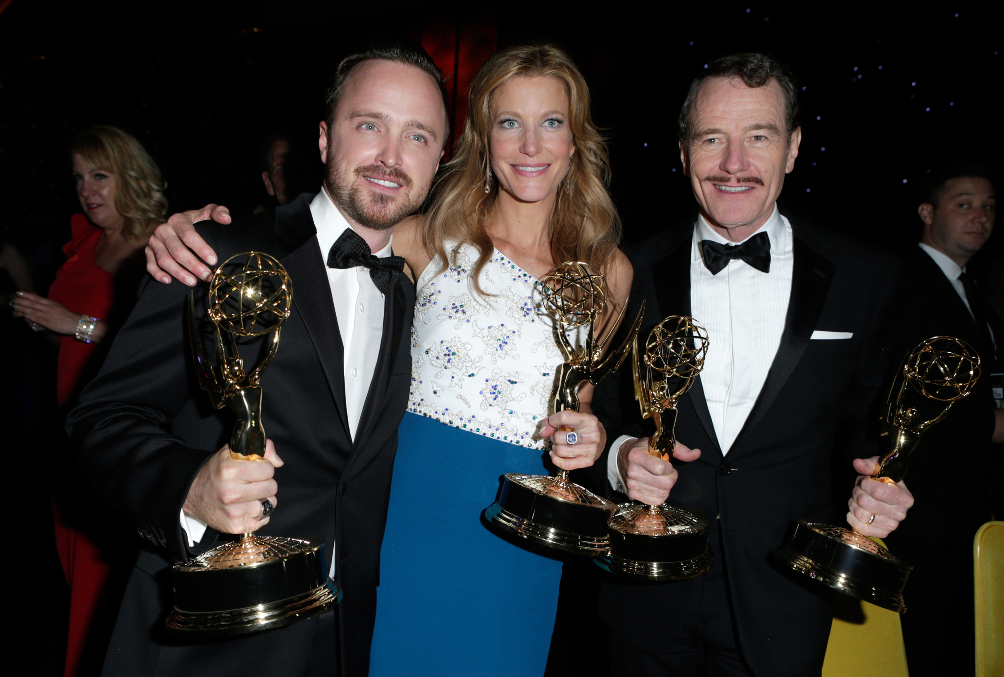 Bryan Cranston, Anna Gunn and Aaron Paul at event of The 66th Primetime Emmy Awards (2014)