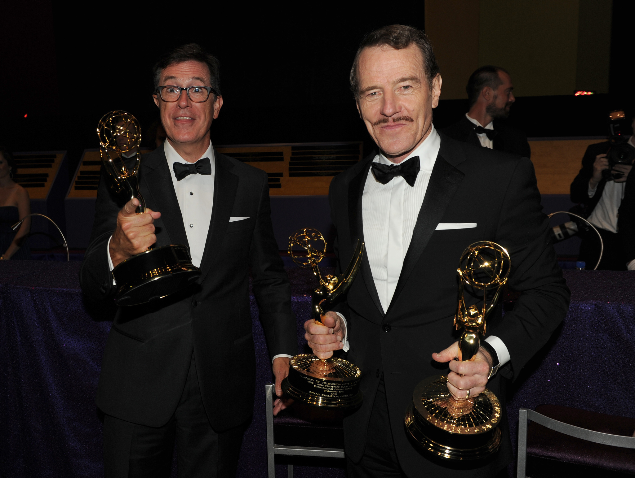 Stephen Colbert and Bryan Cranston at event of The 66th Primetime Emmy Awards (2014)