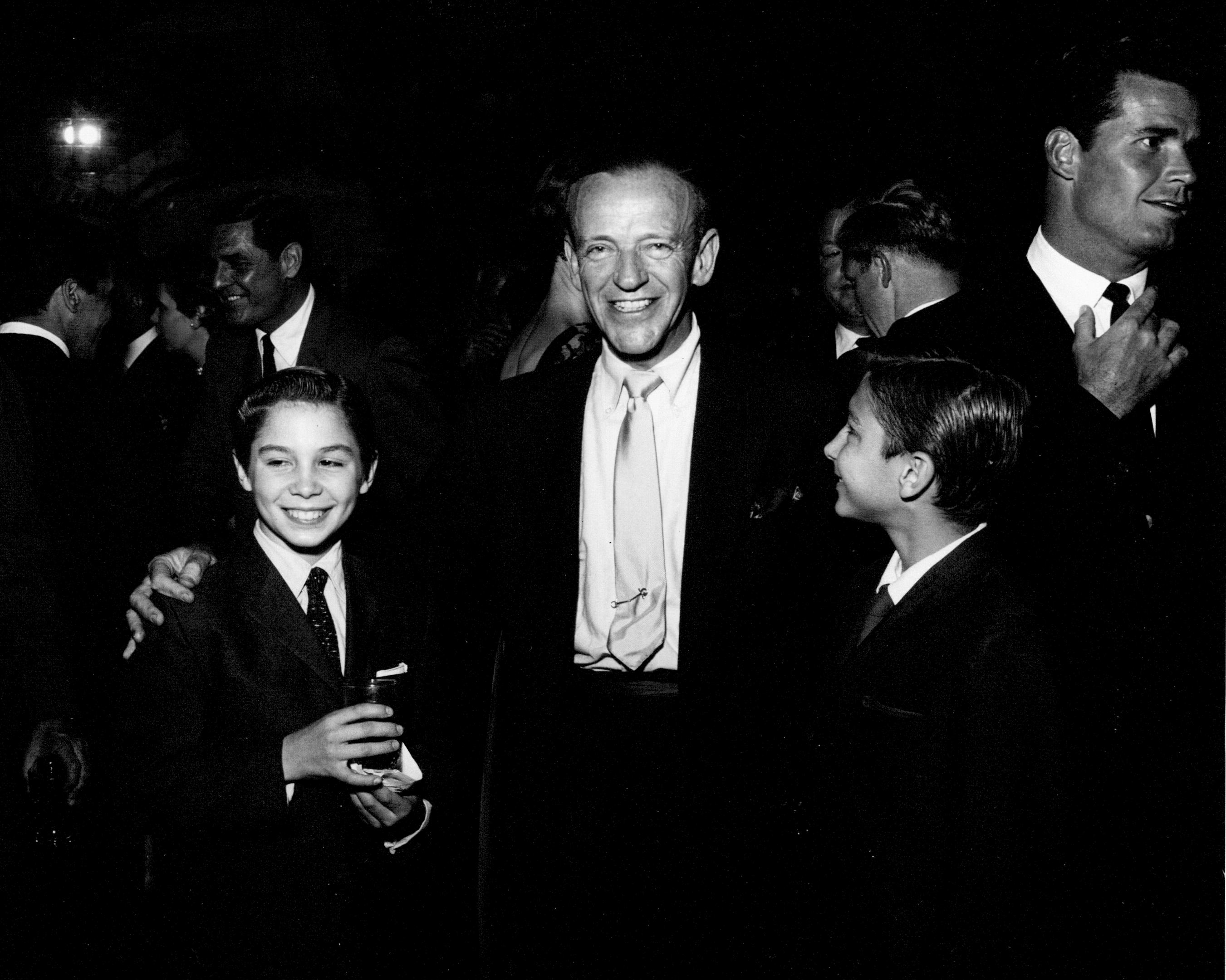 Craig Stevens, Johnny Crawford, Fred Astaire, Bobby Crawford, James Garner at the 1959 Emmy nominees reception.