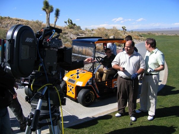 Frank Crim and Tom Konkle on set for an AT&T commercial