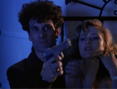 ANTHONY CRIVELLO with actress DEBRA FEUER in MIAMI VICE directed by Don Johnson