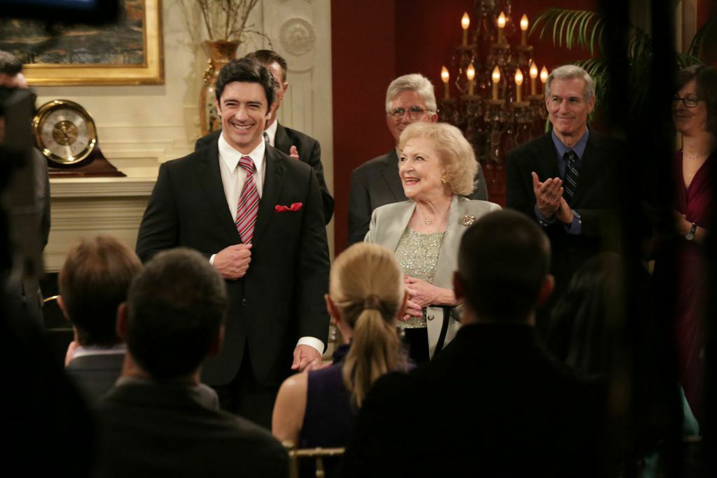 Adam Croasdell as The Earl Of Cleveland with Betty White, in Hot In Cleveland.
