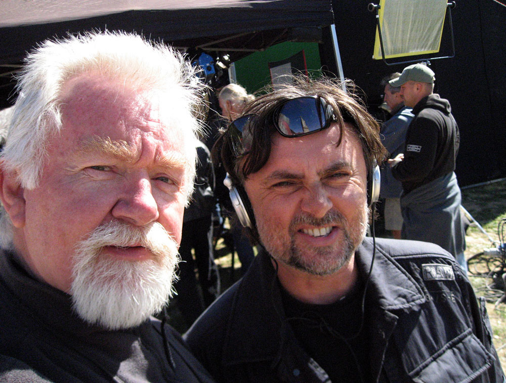 David Eggby, Director of Photography of THE SECRET OF MOONACRE, on the set with Director Gabor Csupo. ( Hungary 2007)