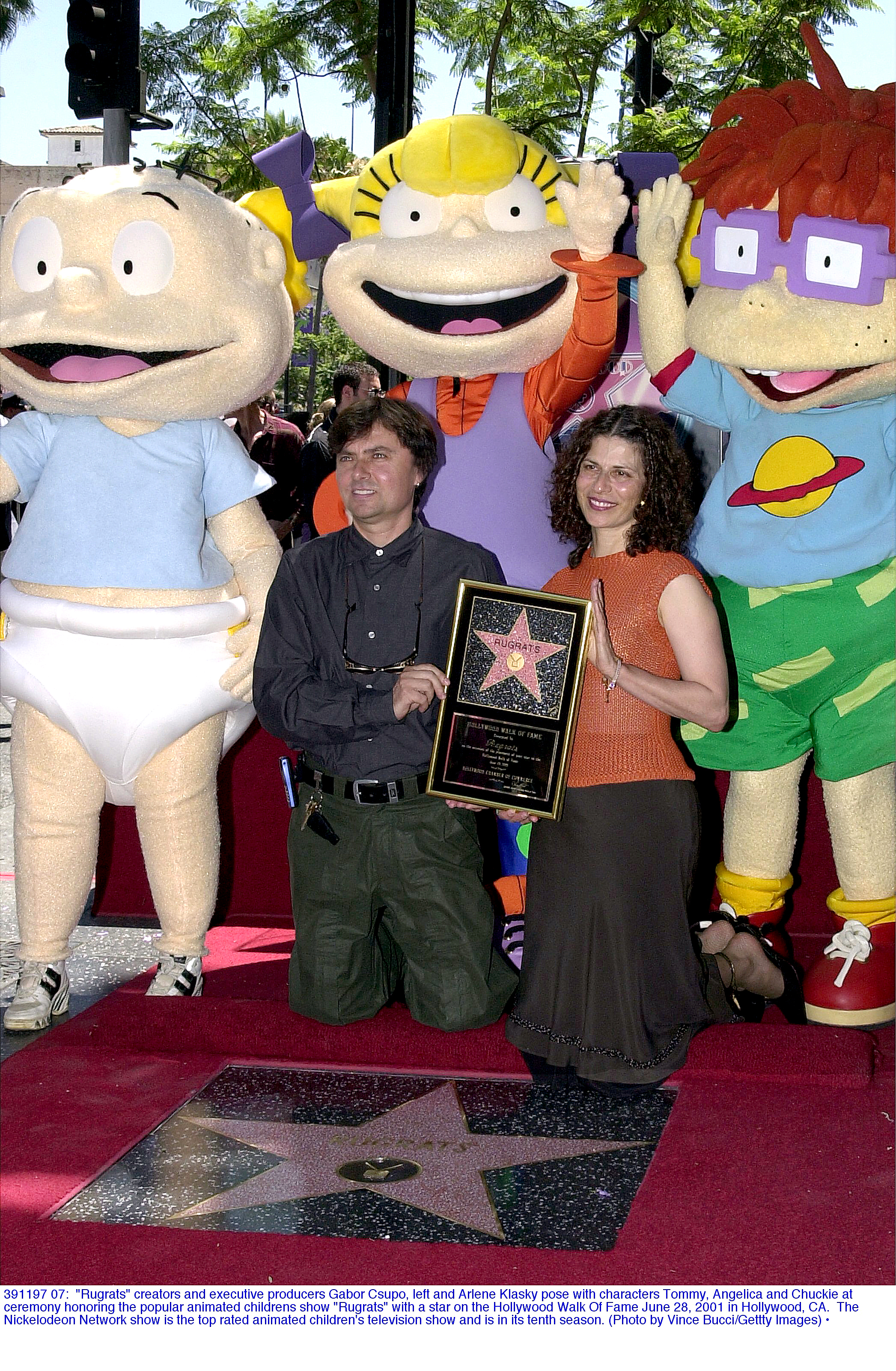 Gabor Csupo with Arlene Klasky with the Rugrats Star on the Hollywood Walk Of Fame, Hollywwod Blvd.