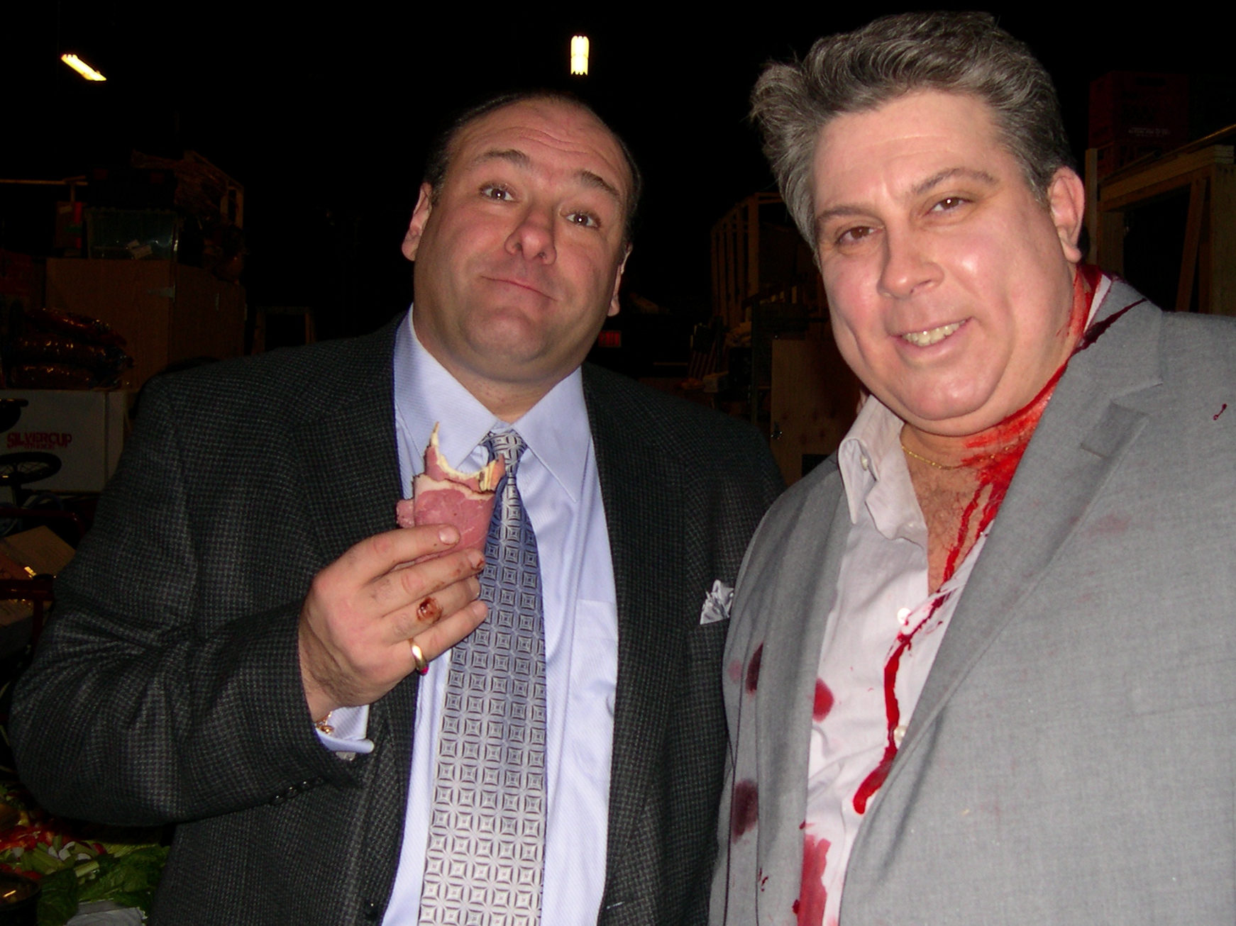 James Gandolfini & Tony Cucci on the set of HBO's The Sopranos.