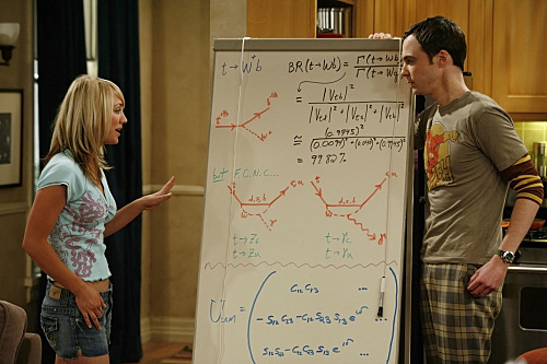 Still of Kaley Cuoco-Sweeting and Jim Parsons in Didziojo sprogimo teorija (2007)