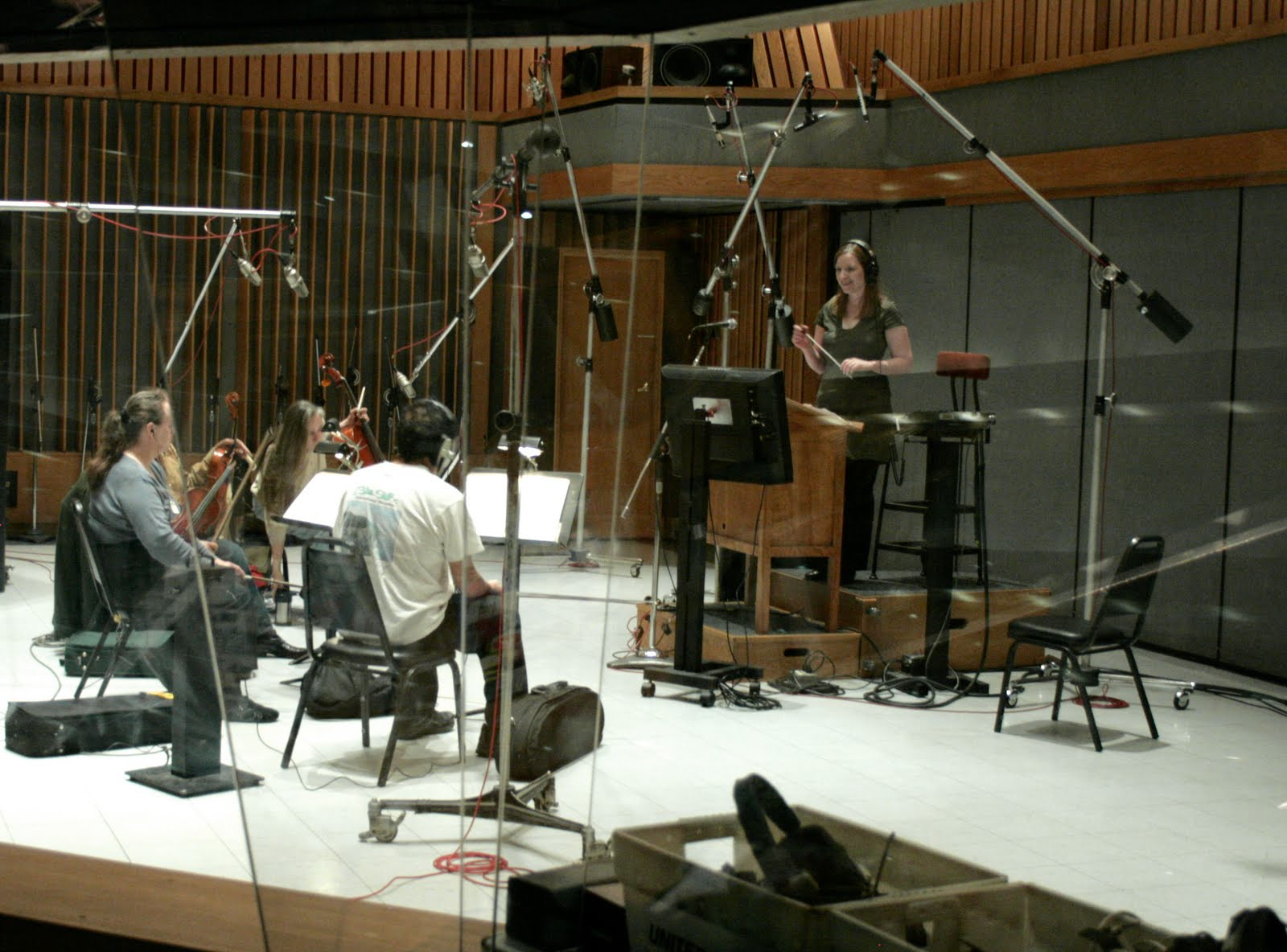 Leah Curtis conducting the score for To Rest in Peace, Capitol Studios A Hollywood CA USA.