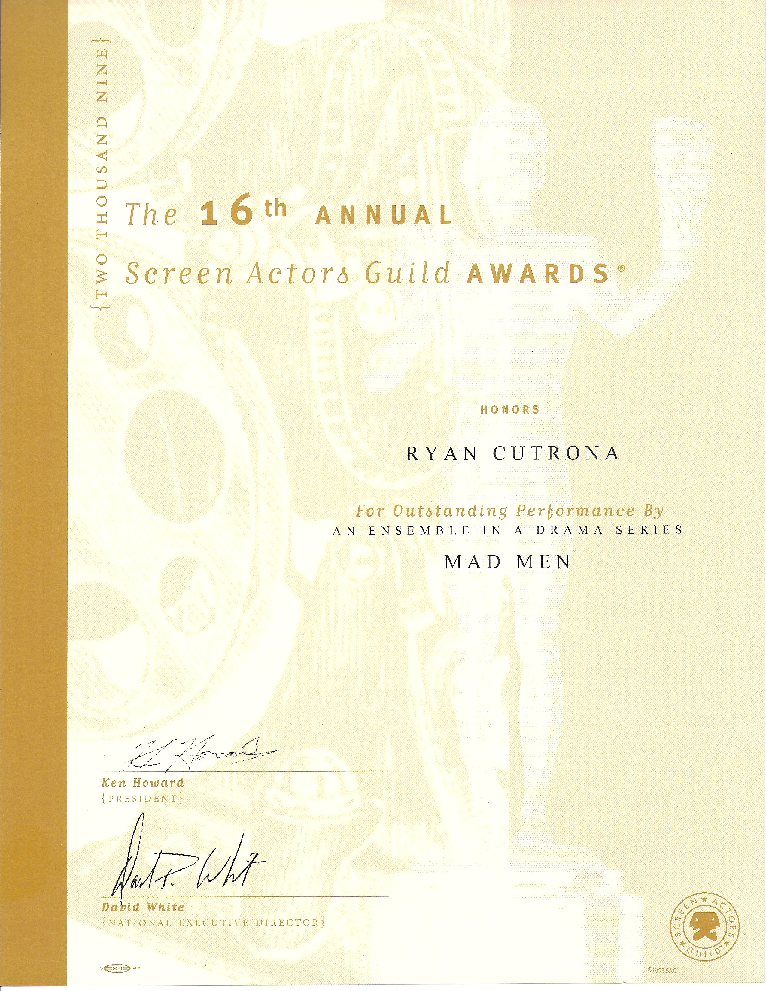 Screen Actors Guild. Best ensemble in a drama series. 2009