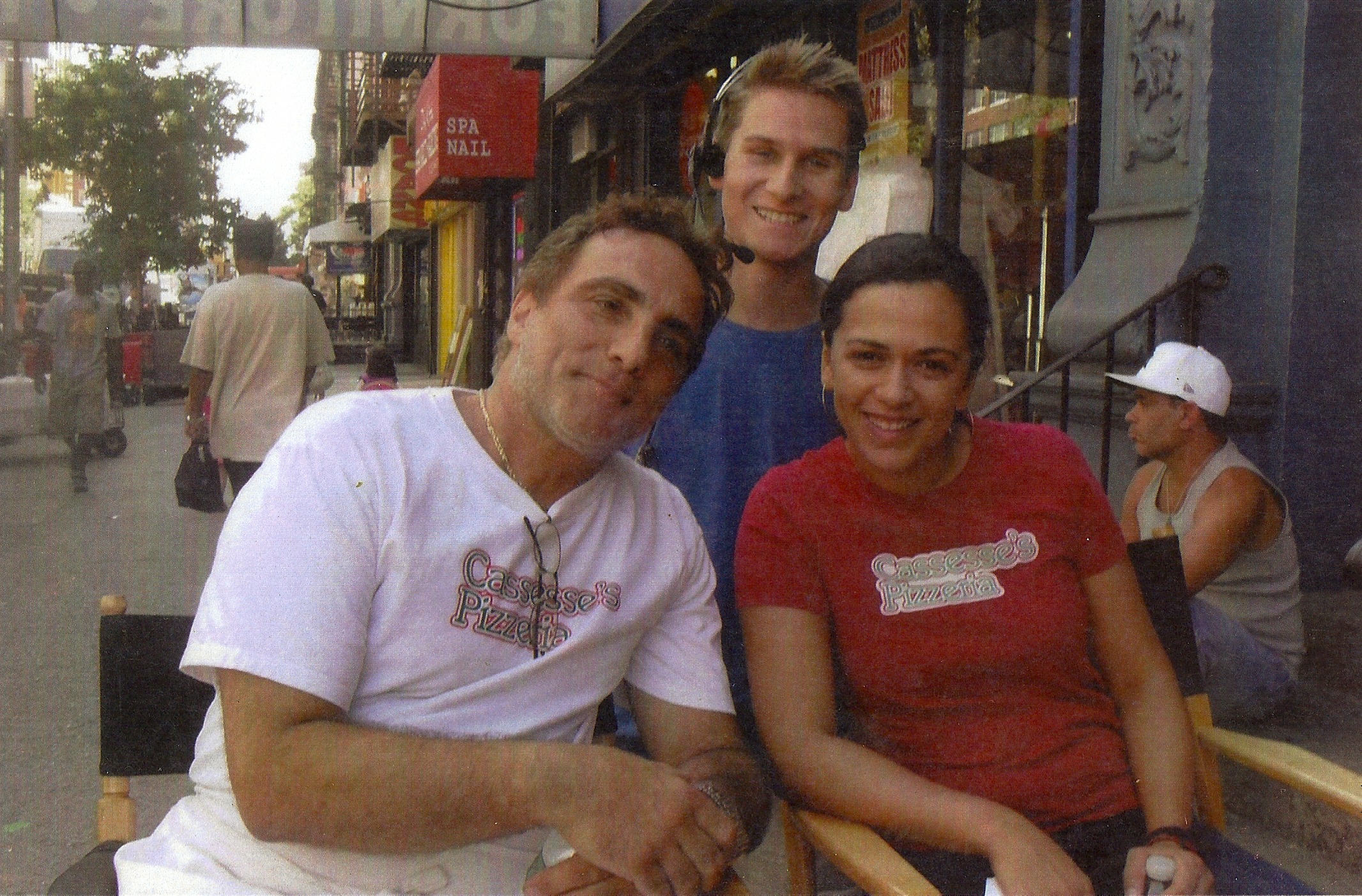 Actors Richard D'Alessandro as Gino Cassesse and Isidra Vego as Gina Cassesse sitting in between takes on he set of Law and Order (SVU).