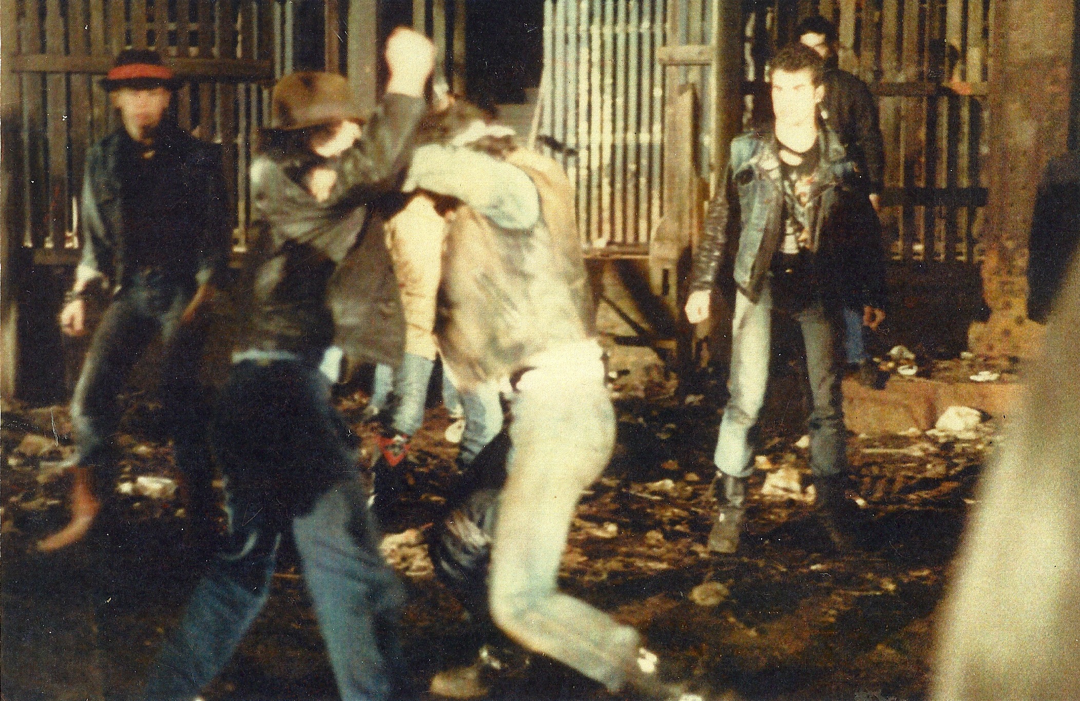 Richard D'Alessandro on the right in a knife fight in the film 