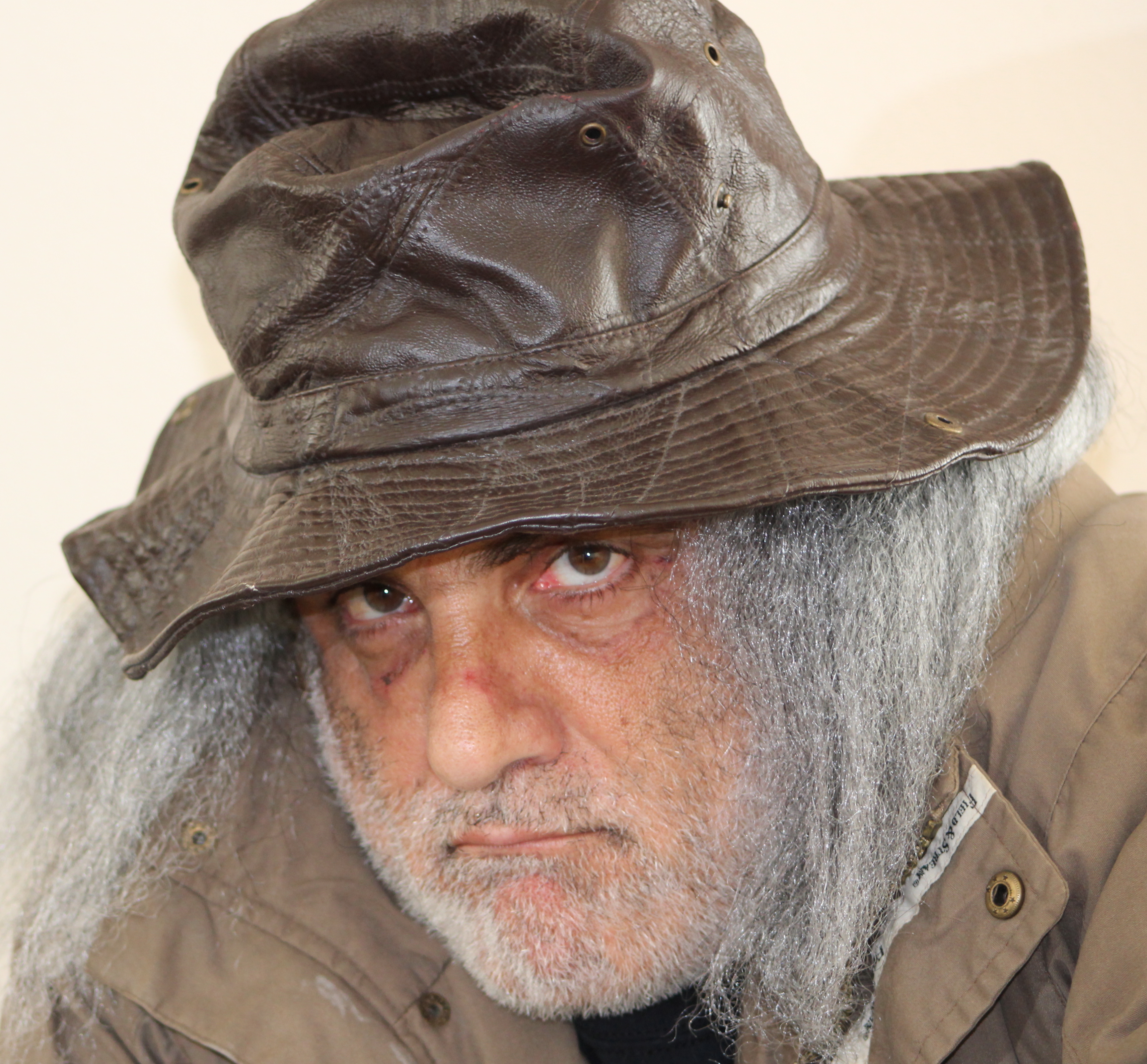 Actor Richard D'Alessandro in character and costume as a homeless man. (2015)