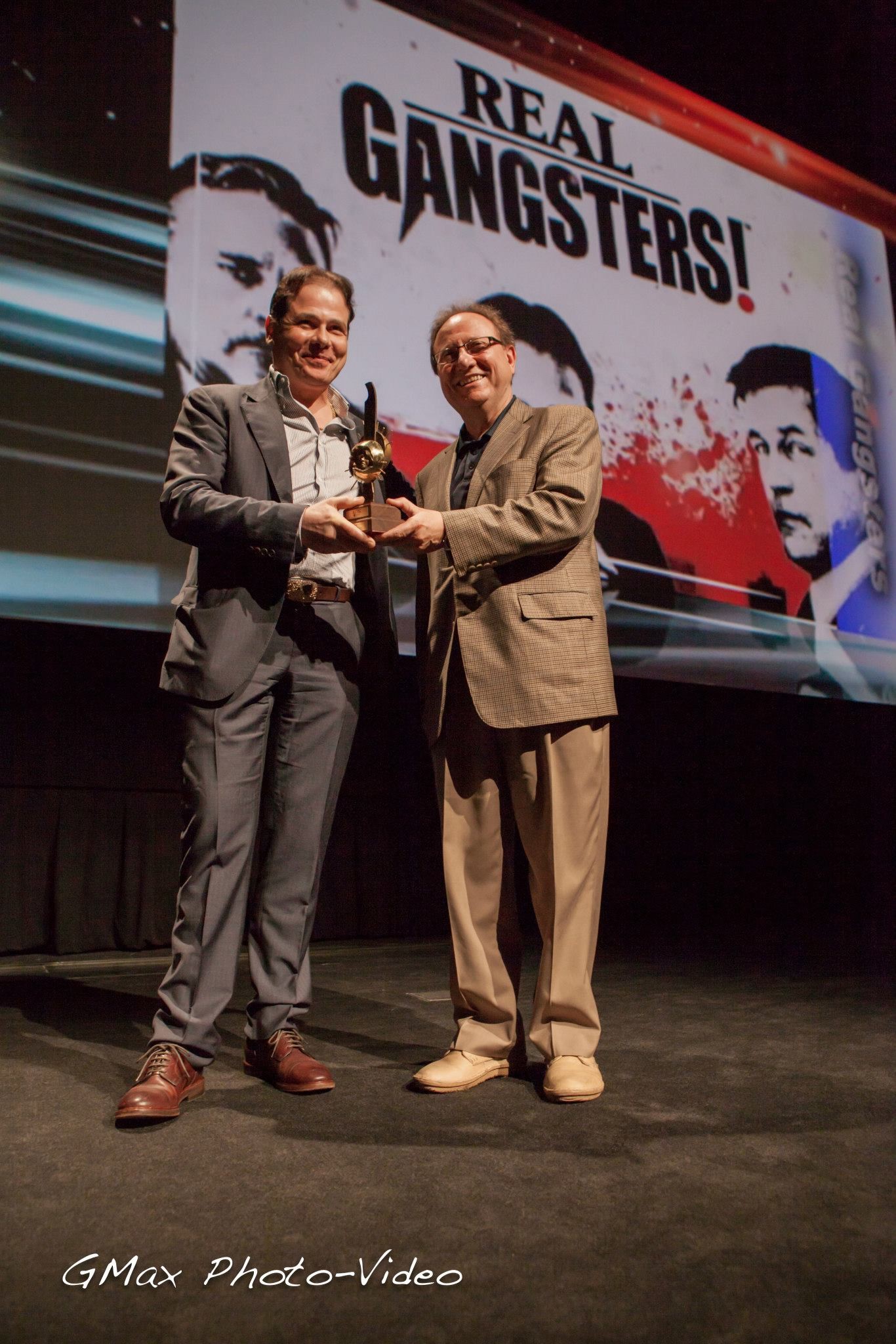 Frank receiving ICFF Award for Real Gangsters.