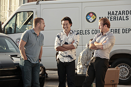 Still of Chris O'Donnell, Scott Caan and Daniel Dae Kim in NCIS: Los Angeles (2009)