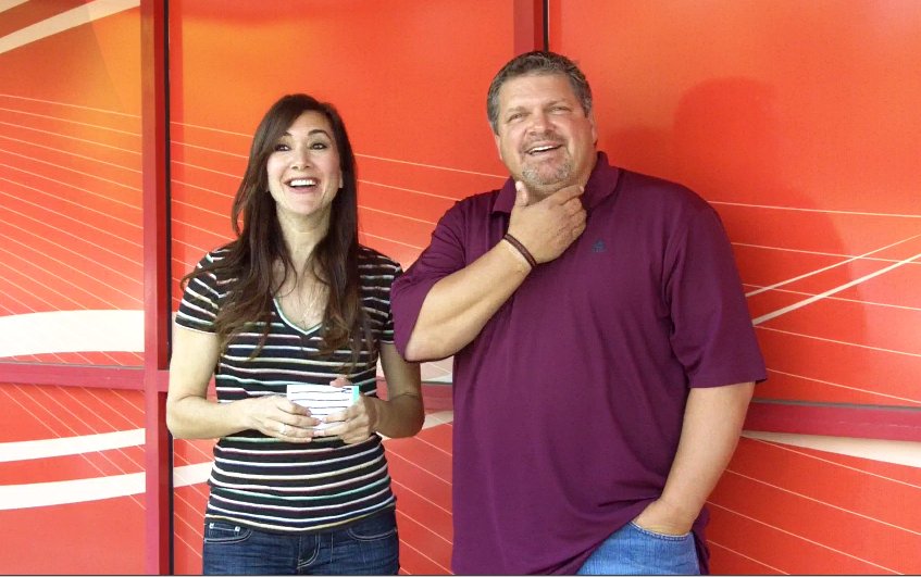 Nadia Dajani and John Kruk in an episode of Caught Off Base with Nadia.