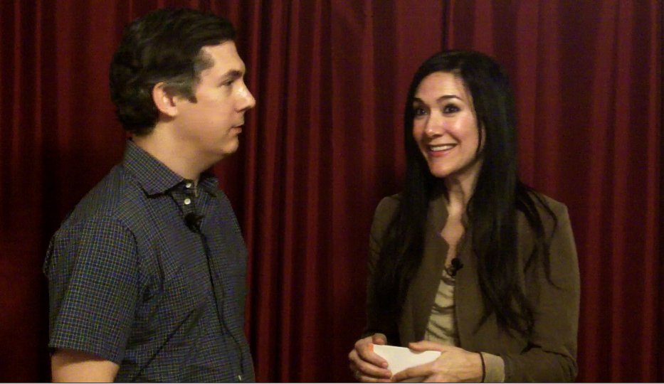 Chris Parnell and Nadia Dajani in an episode of Caught Off Base With Nadia.