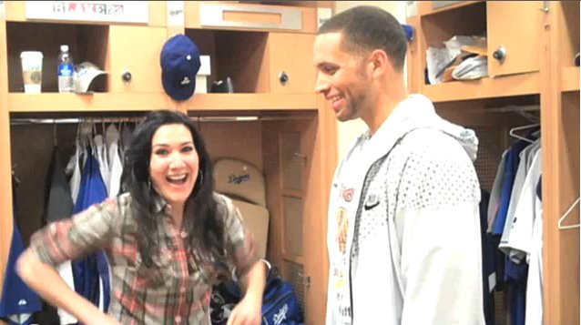 Nadia Dajani and James Loney in an episode of Caught Off Base with Nadia.